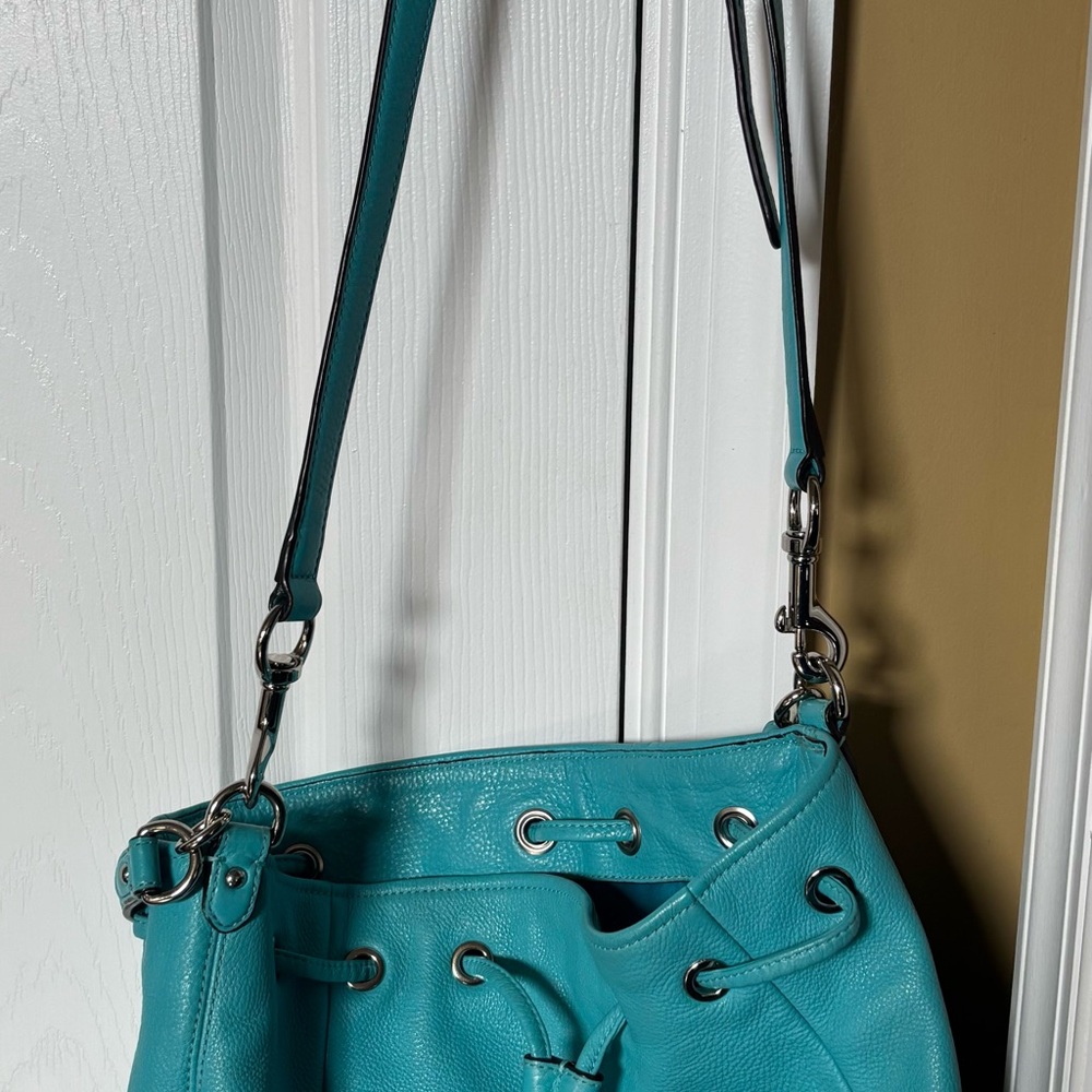Coach Aqua Blue Leather Shoulder Bag - Picture 4 of 4